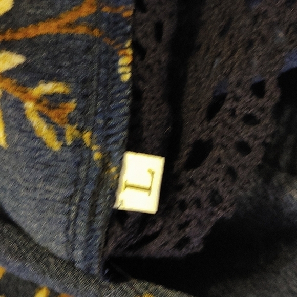 NWOT Basic Faith Open Front Crochet Floral Kimono Belle Sleeve Navy Blouse L - Picture 9 of 12